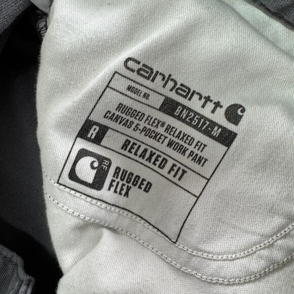 Carhartt Pants Mens 32 x 29 Grey Rugged Flex Relaxed Fit Canvas 5 Pocket Cotton - Picture 6 of 11
